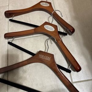 H. M. Cole Custom Clothiers Wooden 3 Thick Coat Hangers